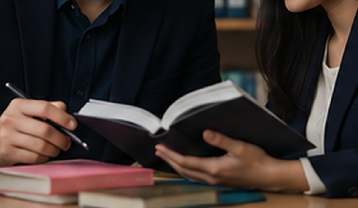 Buku dan laptop untuk penelitian